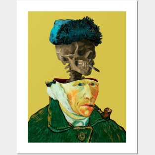 Surreal Van Gogh portrait wit Skeleton Posters and Art